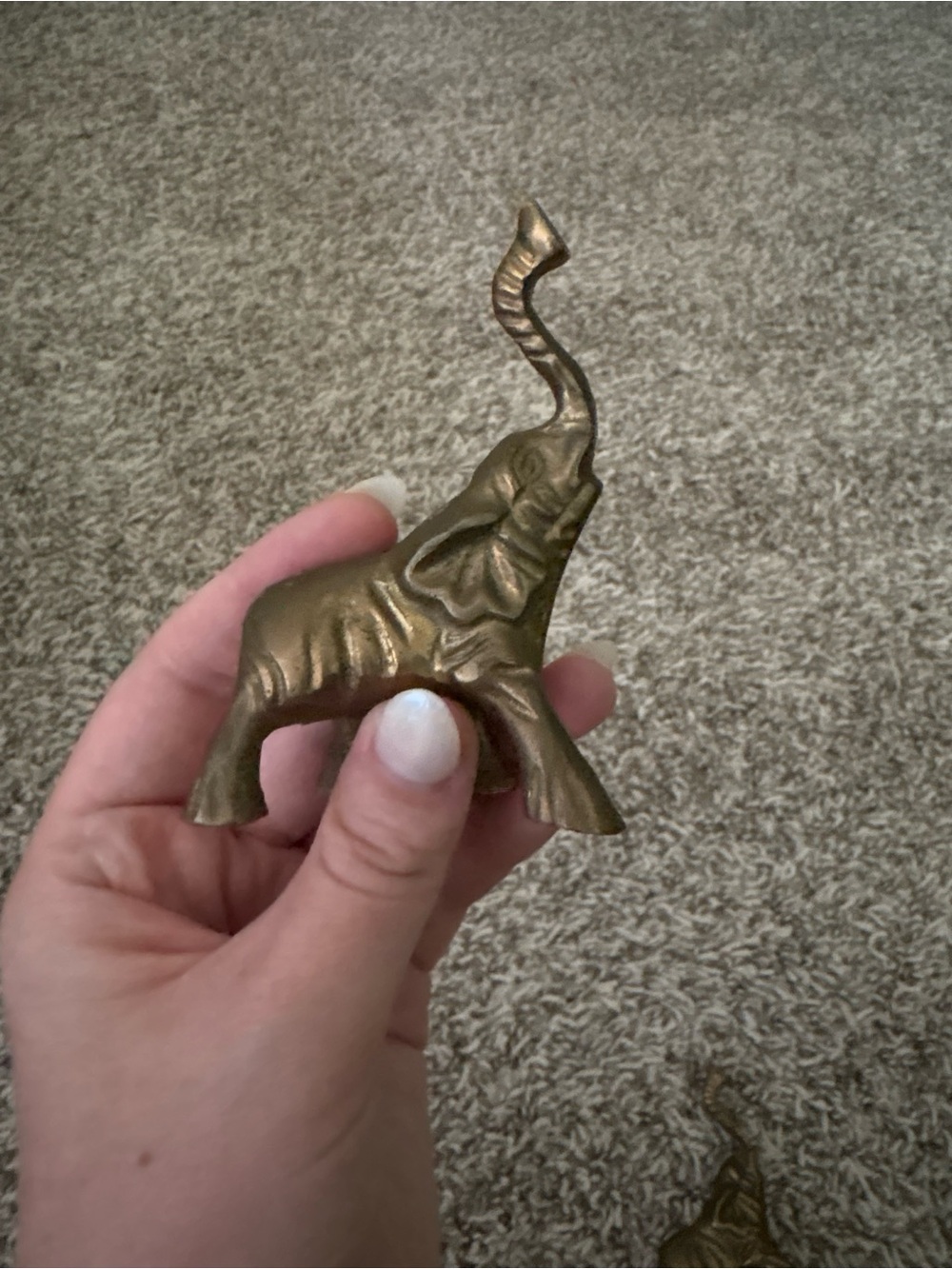 Small antique Decorative Brass Elephant Figurine - Gold Tone